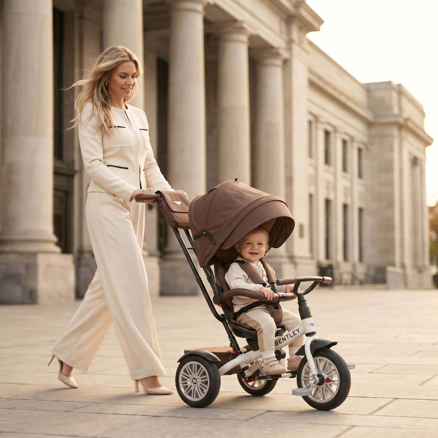 WHITE SATIN BENTLEY 6 IN 1 STROLLER TRIKE